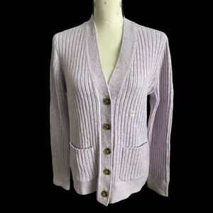 LOFT Cardigan Front Pockets V-neck Lavender Medium